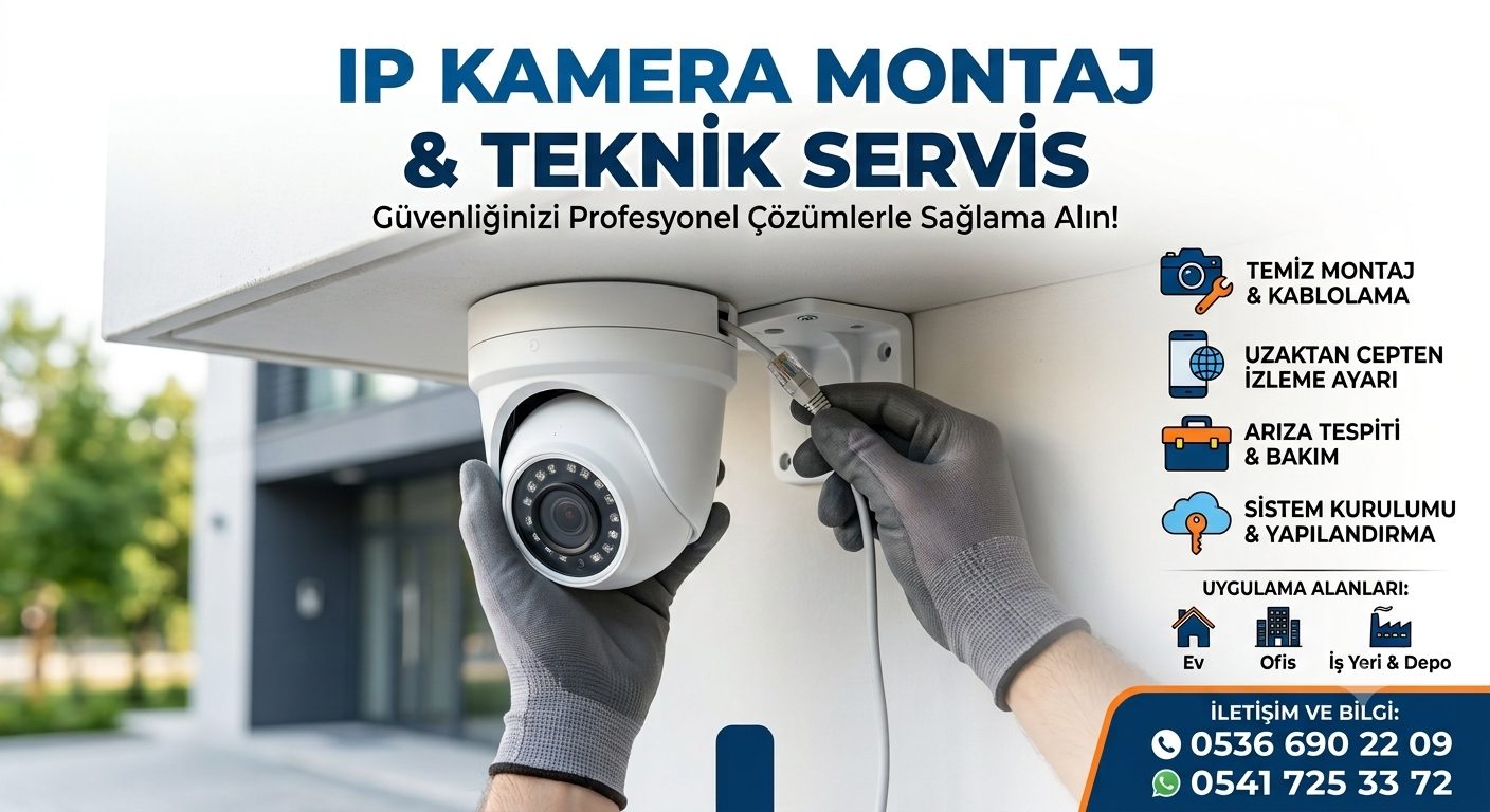 Ev & İş Yeri IP Kamera Montaj, Kurulum ve Teknik Servis Hizmeti