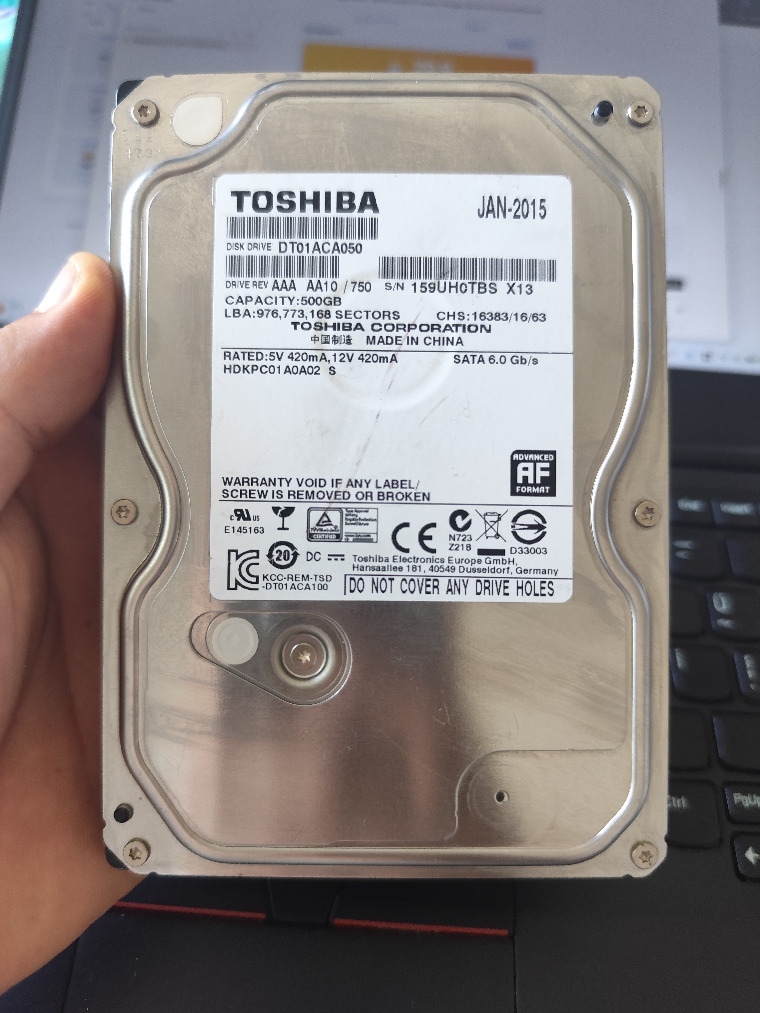 Toshiba 500GB 3.5" SATA3 6.0Gb/s Masaüstü HDD (DT01ACA050)